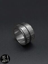 Ring Runenschrift DREHBAR Edelstahl Silber Runen Wikinger Mittelalter Geschenk