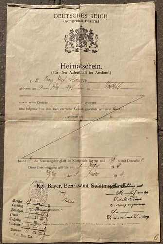 Heimatschein deutsches reich - heimatschein,