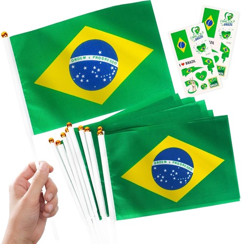 Mini brasilien flaggen 10er - mini-brasilien-flaggen,