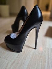 Guiseppe Zanotti Plateau Peeptoe Pumps schwarz Leder Größe 36 Neu