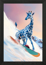 Lustige Snowboard Giraffe in