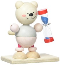 Hess Holzspielzeug 14531 - Zahnputzuhr aus Holz für Kinder inkl. Sanduhr Nature 