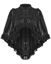 Dark in Love Damen Elegant Gothic Spitze Schlagärmel Bolero Shrug Cape Schwarz