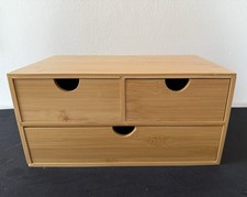 Schreibtischorganizer 3 Schubladen Bambus Bürozubehör Aufbewahrung Ordnung