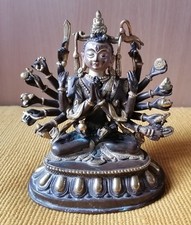 Cundi Buddha 13 X 12 X 8 cm, Bronze teilvergoldet mit Lotus Blüte