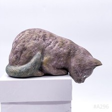 Vintage Keramikfigur Kantenhocker Katze liegend, handgemalt (21 cm)