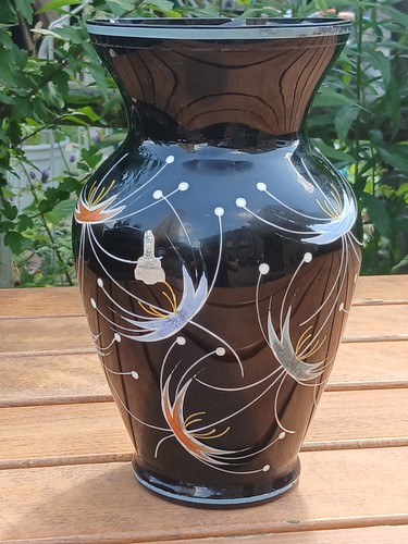ältere schwarzglas blumenvase - ältere,