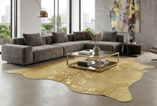 Kuhfell stierfell gold devore - kuhfell,
