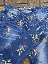 Jeans Blue Monkey 36 bedruckt neu Blumen W28