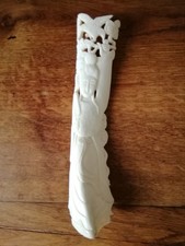 Vintage asiatische Beinarbeit Bein geschnitzt Buddha Vögel Handarbeit 21 cm