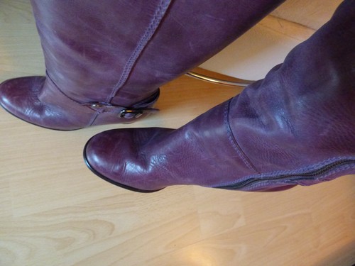 Leder stiefel 38 in - gr., lila
