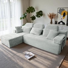 Ecksofa Couch mit hoher Rückenlehne L-Form Modulares Sofa 4 Sitzer aus Cordstoff