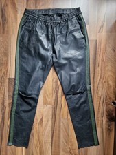 M.Wiesneck butterweiche Echtleder-Leggings Lederhose Gr. 40/42 schwarz-grün Lamm