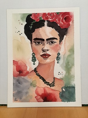 Aquarell bild handgemalt frida - aquarell,
