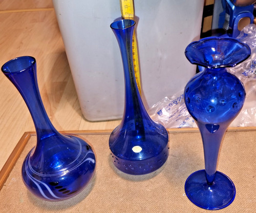 Lauscha glas vasen blau - vasen,