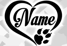 1x Aufkleber Pfote Pfoten Hunde WUNSCHNAME Sticker Auto Tatze Name paw dog Herzz