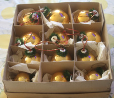 DDR 12 christbaumkugeln golden
