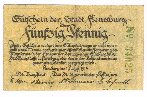 Notgeld flensburg von 1919 - von,