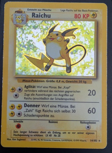 Pokemon karte raichu 102 - pokemon,