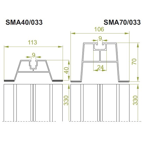 Sma40 033 montageschiene - montageschiene, alu