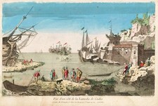 Cadiz Espana Spain Spanien Guckkastenblatt optical view engraving 1761