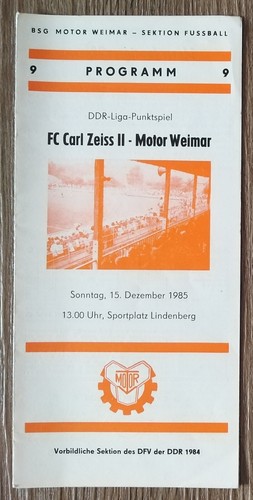 Programm ddr liga 1985 - ddr, 1985/86