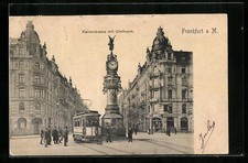AK Frankfurt a. M., Strassenbahn auf der Kaiserstrasse mit Uhrturm 1903 