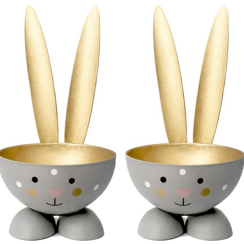 Eierbecher hase grau aus - eierbecher,