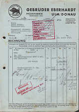ULM, Rechnung 1937, Pflug-Fabrik Gebrüder Eberhardt
