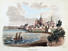 Stralsund Original Handkoloriert Antique Print Aquatinta Aquatint 1815 Johnston