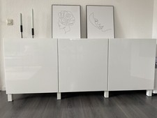 Besta Aufbewahrung mit Türen Hochglanz weiß 