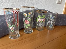 4 Gläser mit Emaille-Malerei