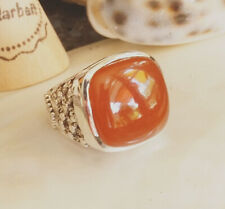 Vintage Design Ring 925er Silber 57 58 Karneol Orange Stein Siegelring Muster