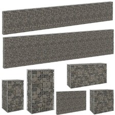 Gabionenwand Steingabionen mit Abdeckung Steinkorb Wand Mauer Zaun 3m -9m Silber