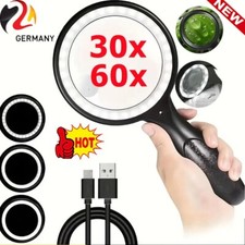 Lupe mit Licht 30X 60X Beleuchtete Lupe LED Handlupe Leselupe Juwelier Lupe DHL