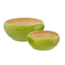 Bourgh Bambus Schüssel Set Ø 29 und 24 cm, rund grün als Obst Salat Gemüseschale
