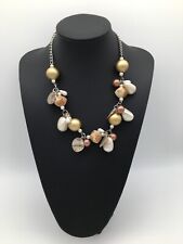 Halskette Vintage Goldfarbig-Braun-Weiss