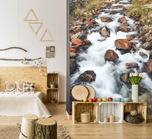 Wasserfall fluss steine - 3d,