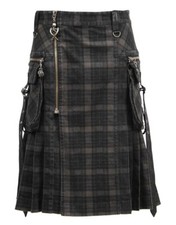 Punkrave Berserker Kilt Grau/Braun- Schwarz Kariert