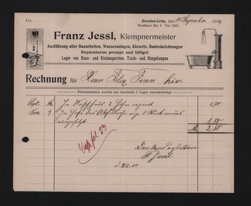 Dresden cotta rechnung 1909 - rechnung,