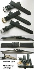 Kurzlänge DAMENUHRENBAND Business Seidenmatt Schwarz Wahl: 16 mm, 18 mm, 20 mm