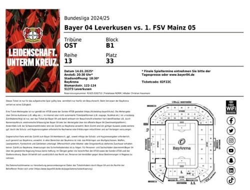 2tickets bayer leverkusen - bayer, 04