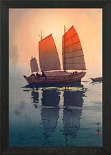 Segelboot am Morgen gerahmtes