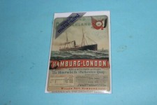 Blechpostkarte Hamburg - London, Nostalgic Metal-Card, Dampfer