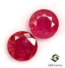5.09 Karat Natürliche Rubin Rund Schliff Paar 8 MM Kalibriert Facettiert Lose