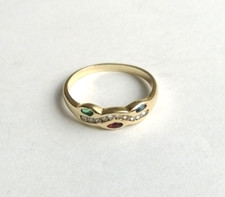Ring mit 10 Diamanten Saphir Rubin Smaragd Gold 585 14K Gr. 17,8 mm / 56 (3329)