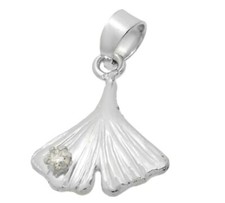 Anhänger Gingko 925 Silber Kettenanh. Ginkgo 1 kubischer Zirkonia Ginkgoblatt