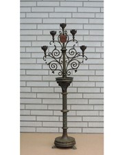 ALTARLEUCHTER KERZENSTÄNDER KANDELABER BRONZE / MESSING ANTIK KIRCHE 110 CM