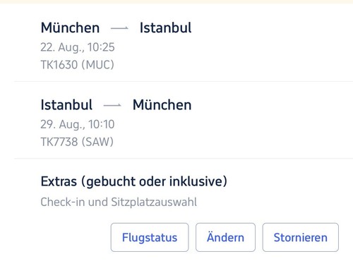 Flugticket hin und - 2x,