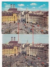 2x AK München Karlsplatz Stachus Tram Straßenbahn Stempel 1964 Autos Oldtimer